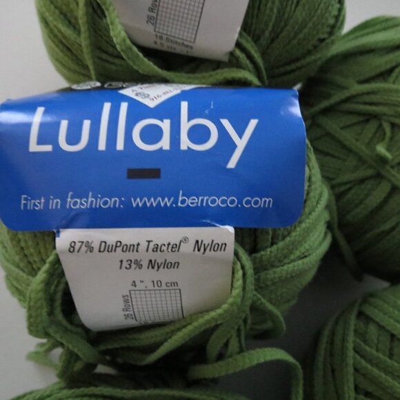 🛒 $10 - 5 Skeins of Berreco Lullaby Ribbon Olive Green Soft #1900 - Picture 3 of 4